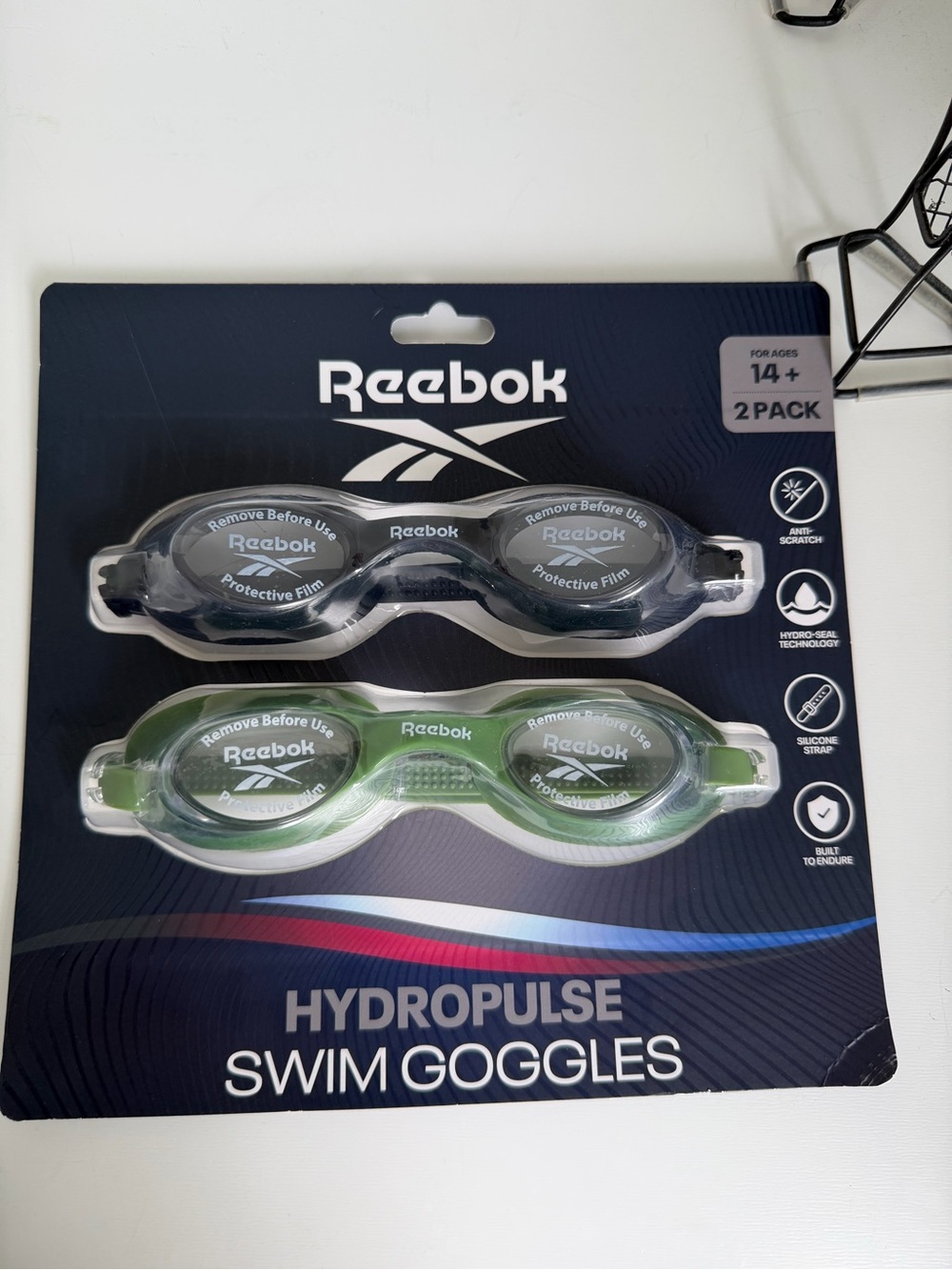 Reebok Hydropulse Swim Goggles Black And Green 2 Pack 14+